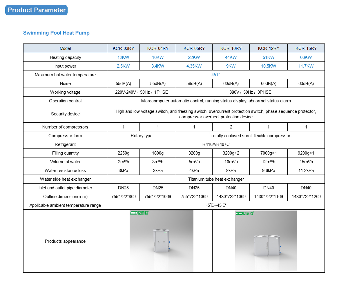 泳池热泵 03P-15P参数-1